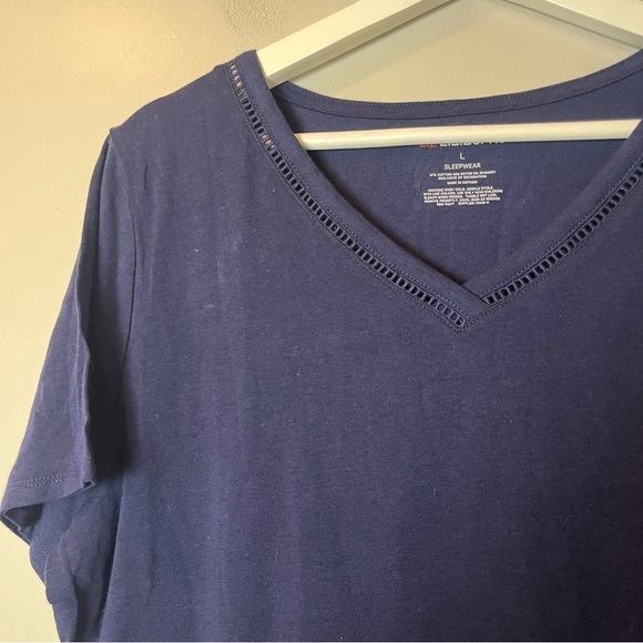 NWT Liz Claiborne Navy Short-Sleeved Sleep Shirt Large - Picture 5 of 5